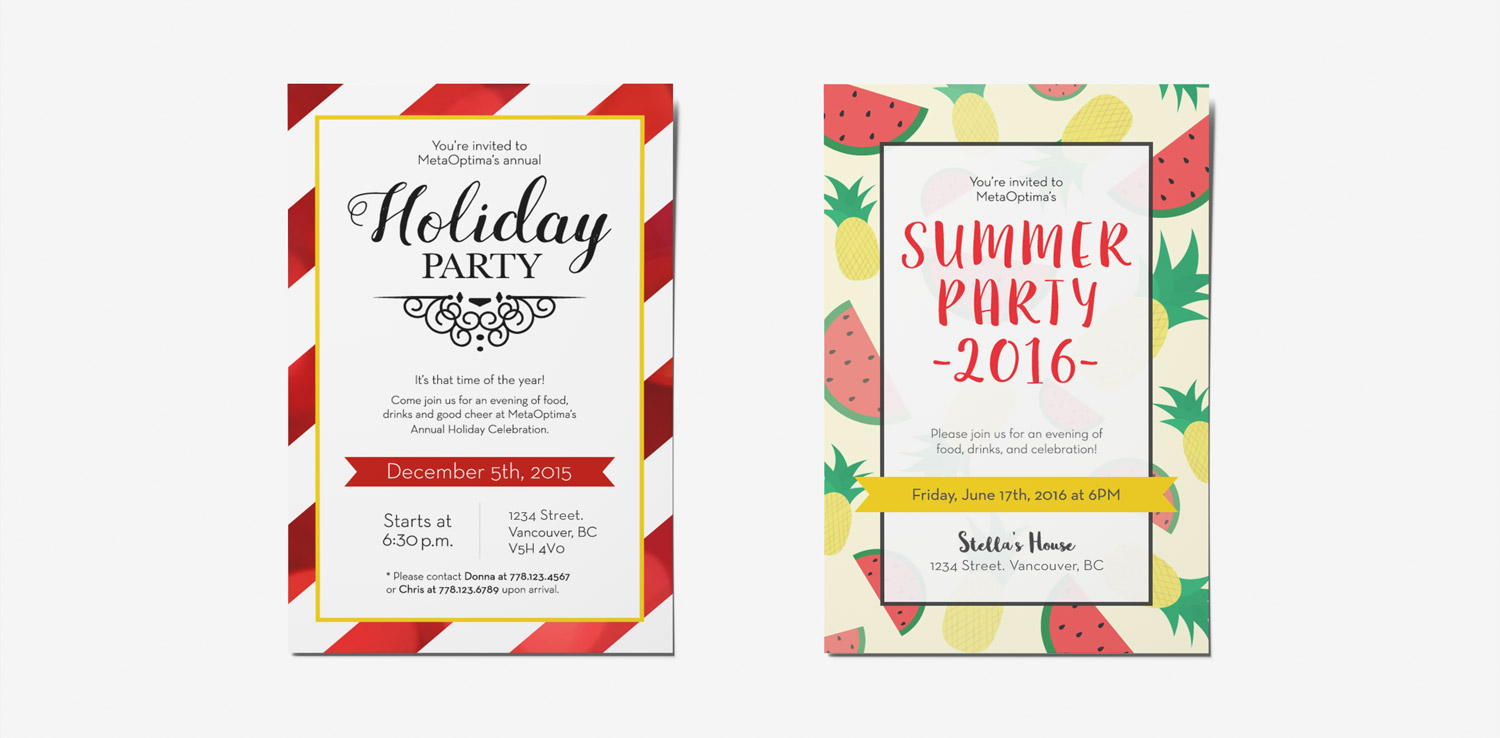 Party flyers for company events